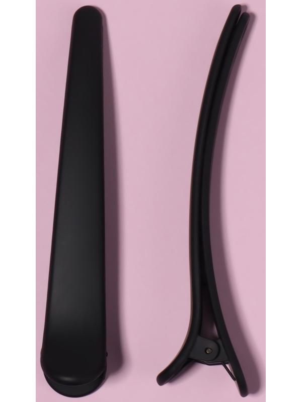 Зажимы для волос, прорезиненные, набор - 2 шт, 11,5 см, цвет чёрный