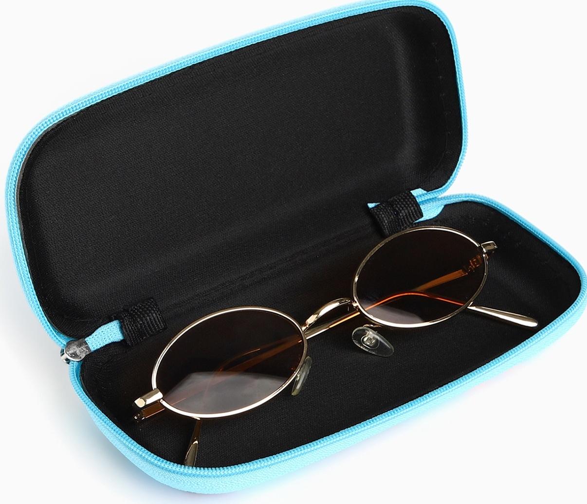 Футляр для очков на молнии, длина 16,5 см, цвет голубой