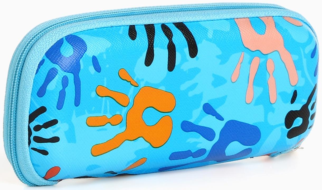 Футляр для очков на молнии, длина 16,5 см, цвет голубой