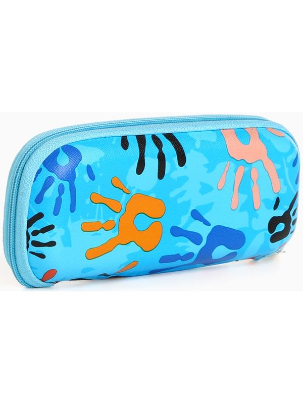 Футляр для очков на молнии, длина 16,5 см, цвет голубой