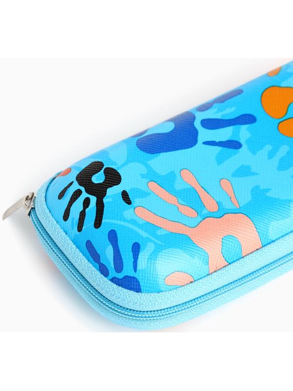 Футляр для очков на молнии, длина 16,5 см, цвет голубой