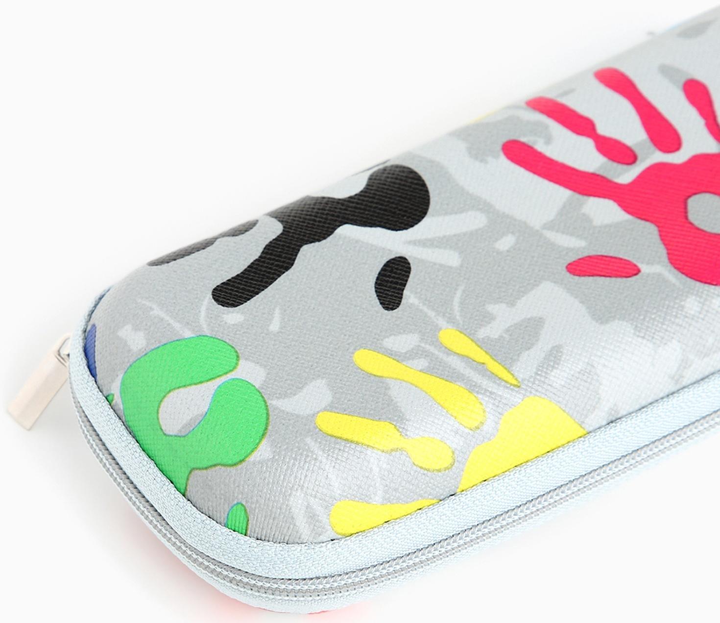 Футляр для очков на молнии, длина 16 см, цвет серый