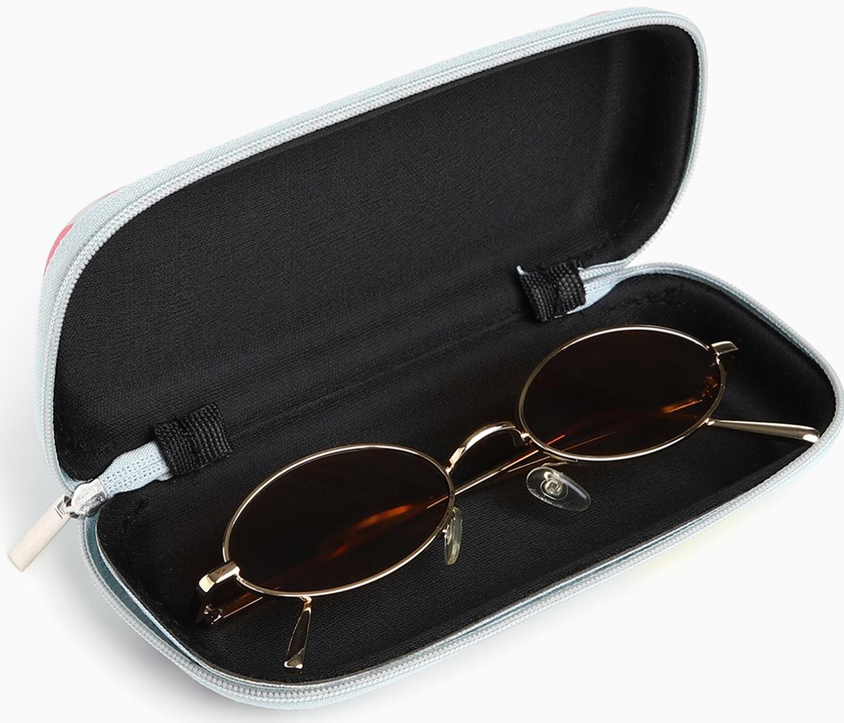 Футляр для очков на молнии, длина 16 см, цвет серый