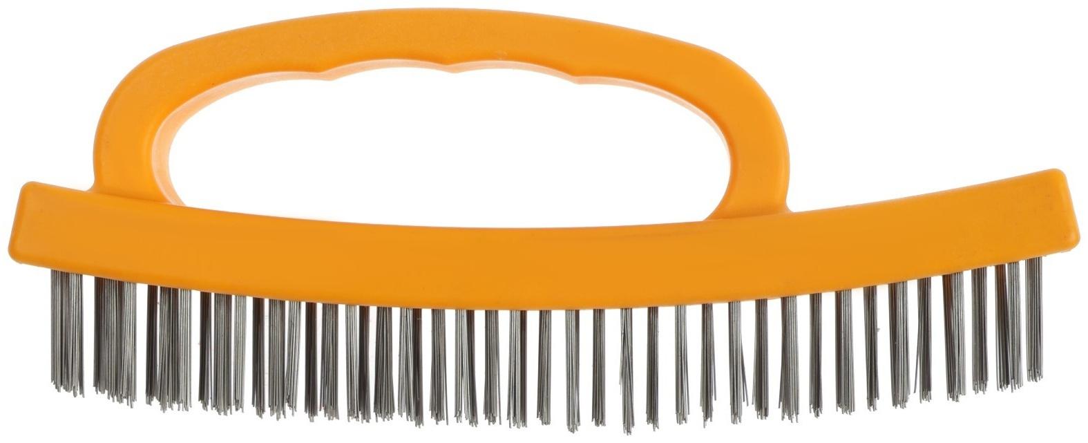 Щетка металлическая ручная ТУНДРА, пластиковая рукоятка, 4-рядная
