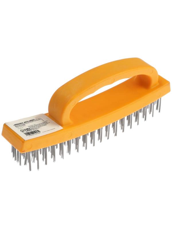 Щетка металлическая ручная ТУНДРА, пластиковая рукоятка, 4-рядная
