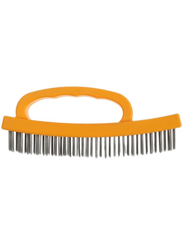 Щетка металлическая ручная ТУНДРА, пластиковая рукоятка, 4-рядная