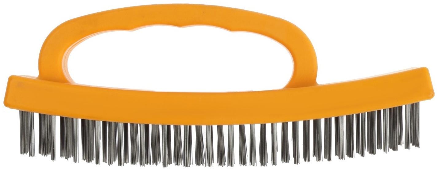 Щетка металлическая ручная ТУНДРА, пластиковая рукоятка, 6-рядная