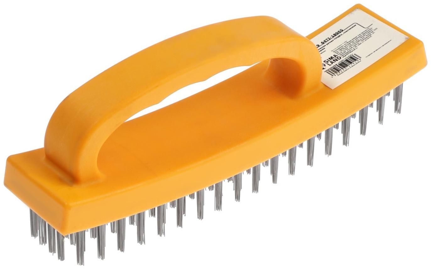 Щетка металлическая ручная ТУНДРА, пластиковая рукоятка, 6-рядная