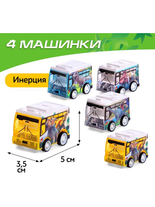 Игровой набор «Динопарк», 4 инерционные машинки, коврик-дорога