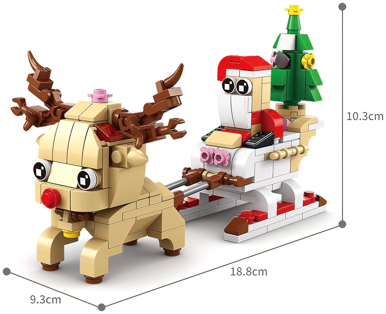 Новогодний подарок. Конструктор «Сани с оленем», большой набор 6 в 1, 296 деталей
