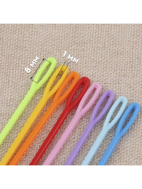 Иглы для сшивания, пластиковые, d=2 мм, 5.5 см, 25 шт., разноцветные