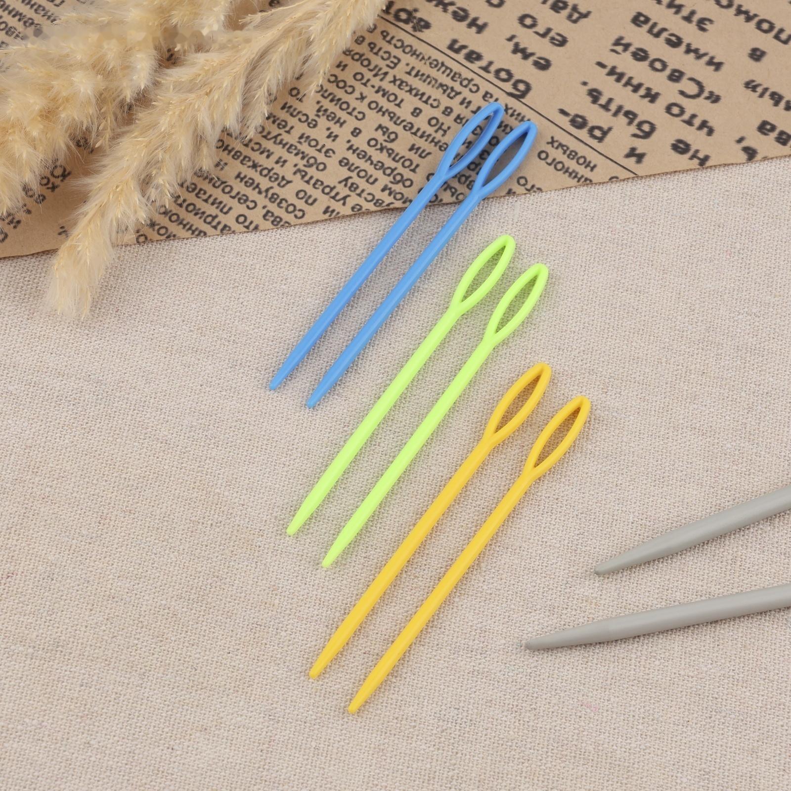 Иглы для сшивания, пластиковые, d=3 мм, 9 см, 10 шт., разноцветные