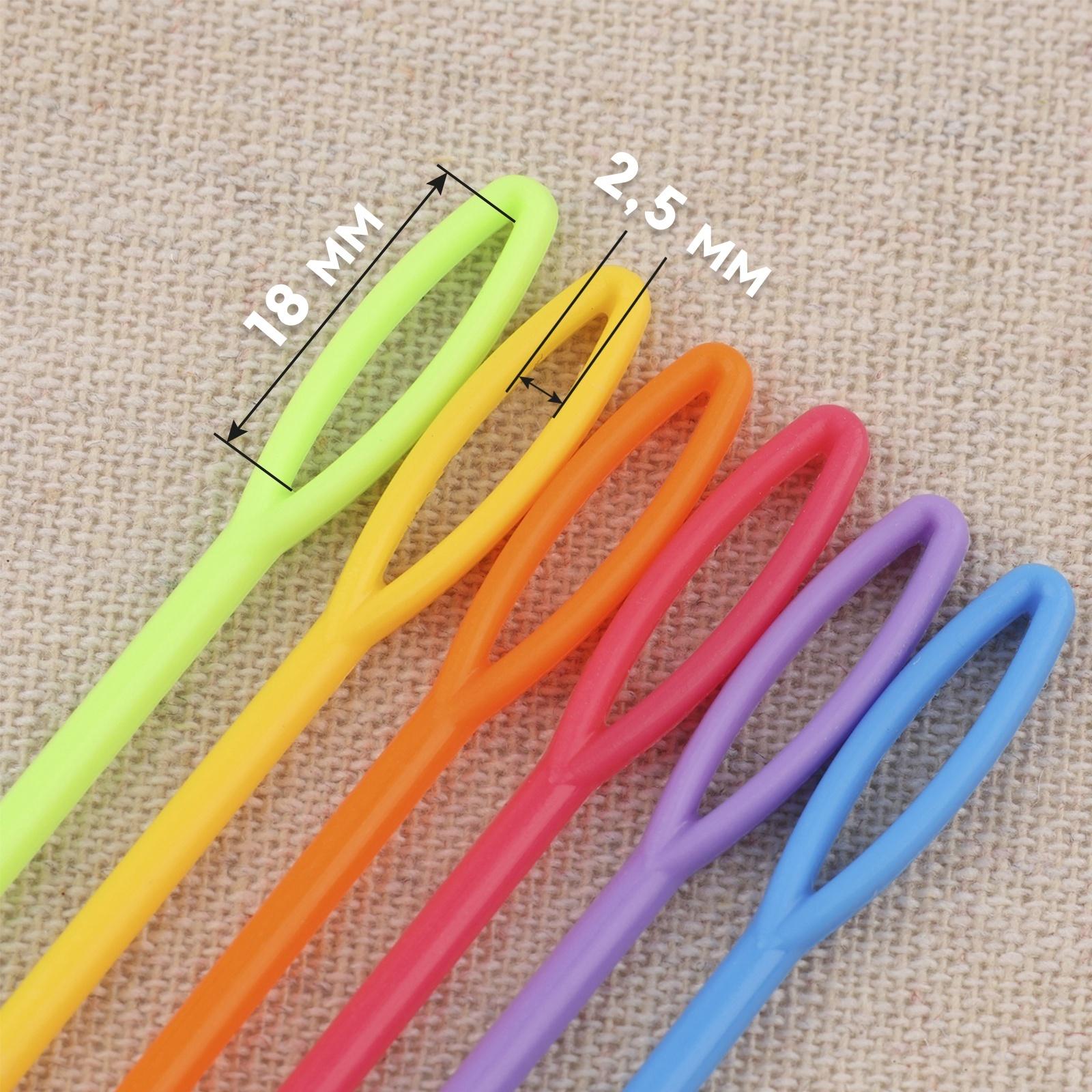 Иглы для сшивания, пластиковые, d=3 мм, 9 см, 10 шт., разноцветные