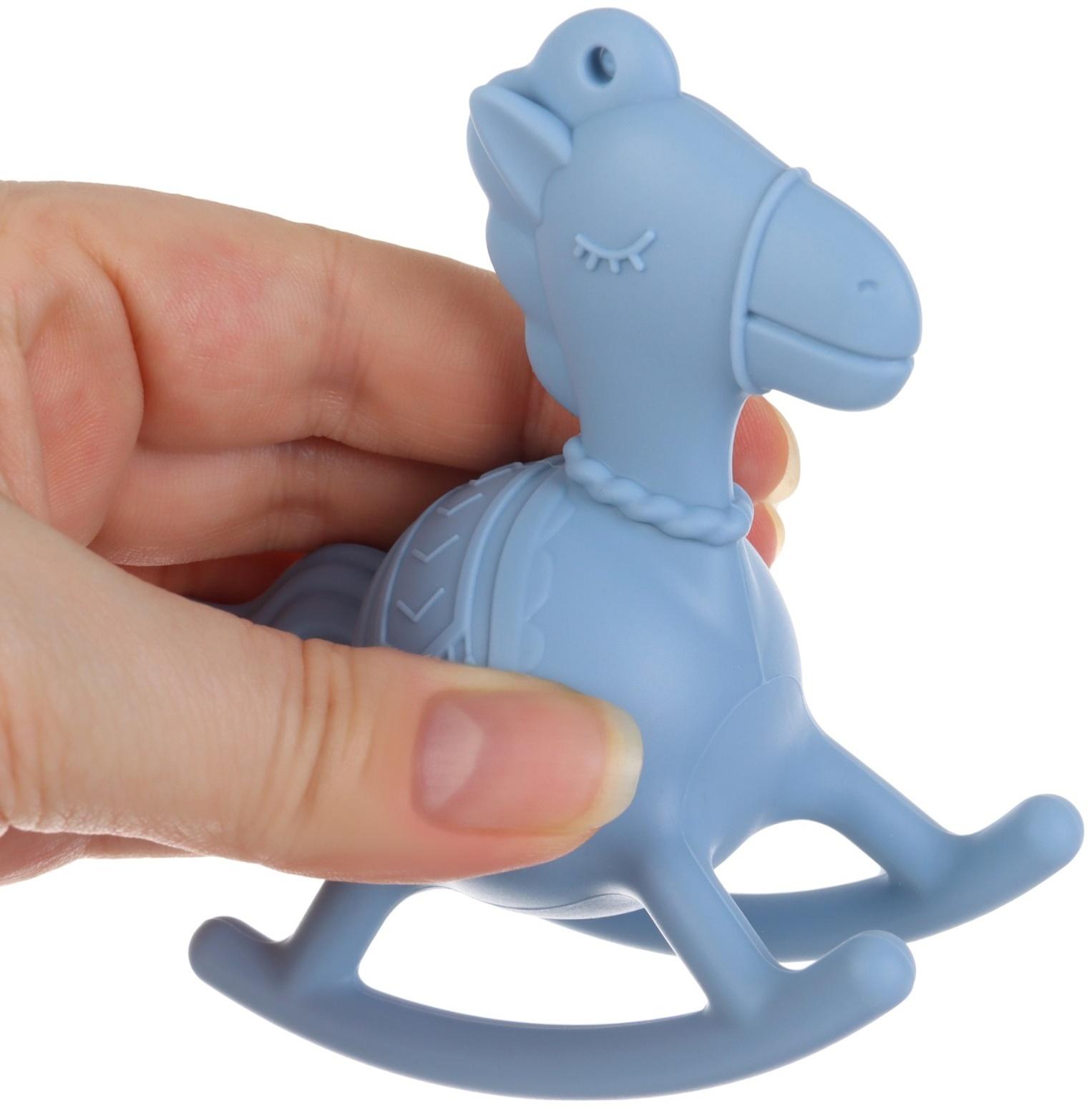 Игрушка - прорезыватель силиконовый с погремушкой Крошка Я «Лошадка», от 3 мес., голубой
