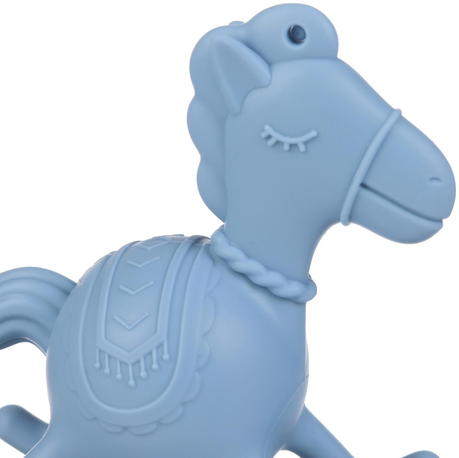 Игрушка - прорезыватель силиконовый с погремушкой Крошка Я «Лошадка», от 3 мес., голубой