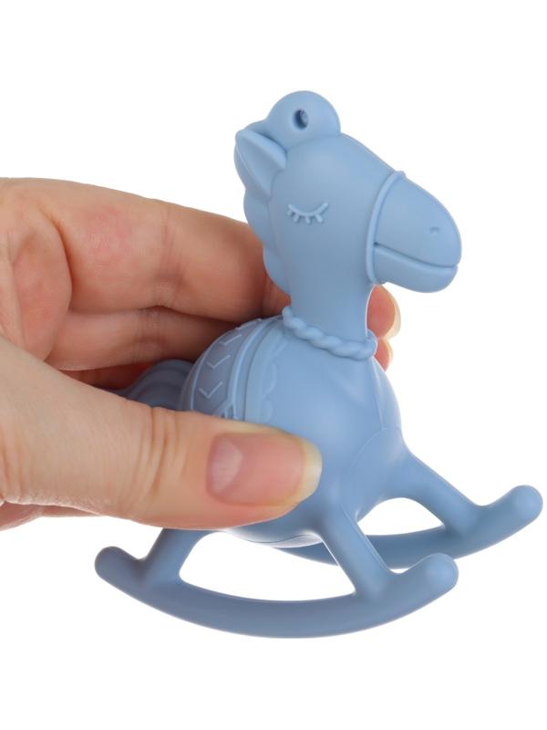 Игрушка - прорезыватель силиконовый с погремушкой Крошка Я «Лошадка», от 3 мес., голубой