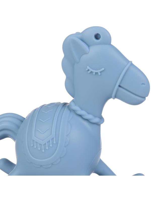 Игрушка - прорезыватель силиконовый с погремушкой Крошка Я «Лошадка», от 3 мес., голубой