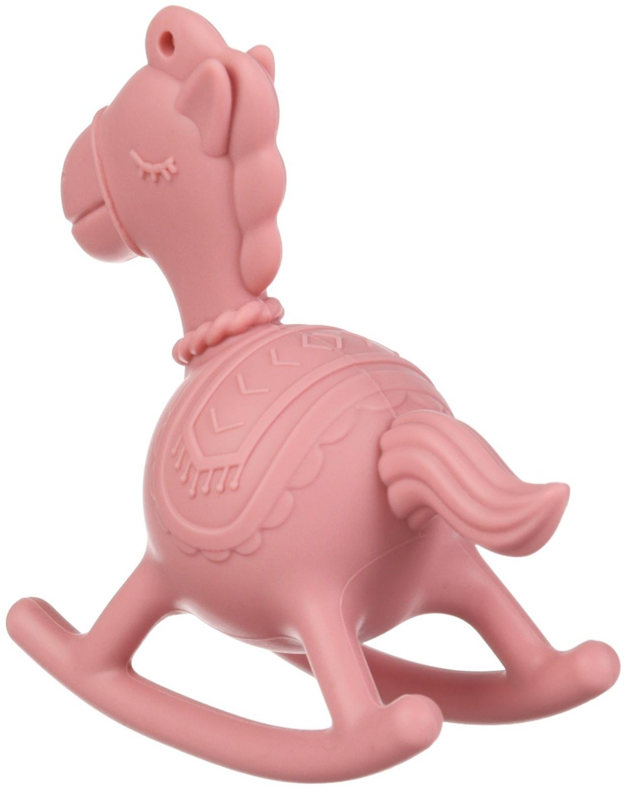 Игрушка - прорезыватель силиконовый с погремушкой Крошка Я «Лошадка», розовый