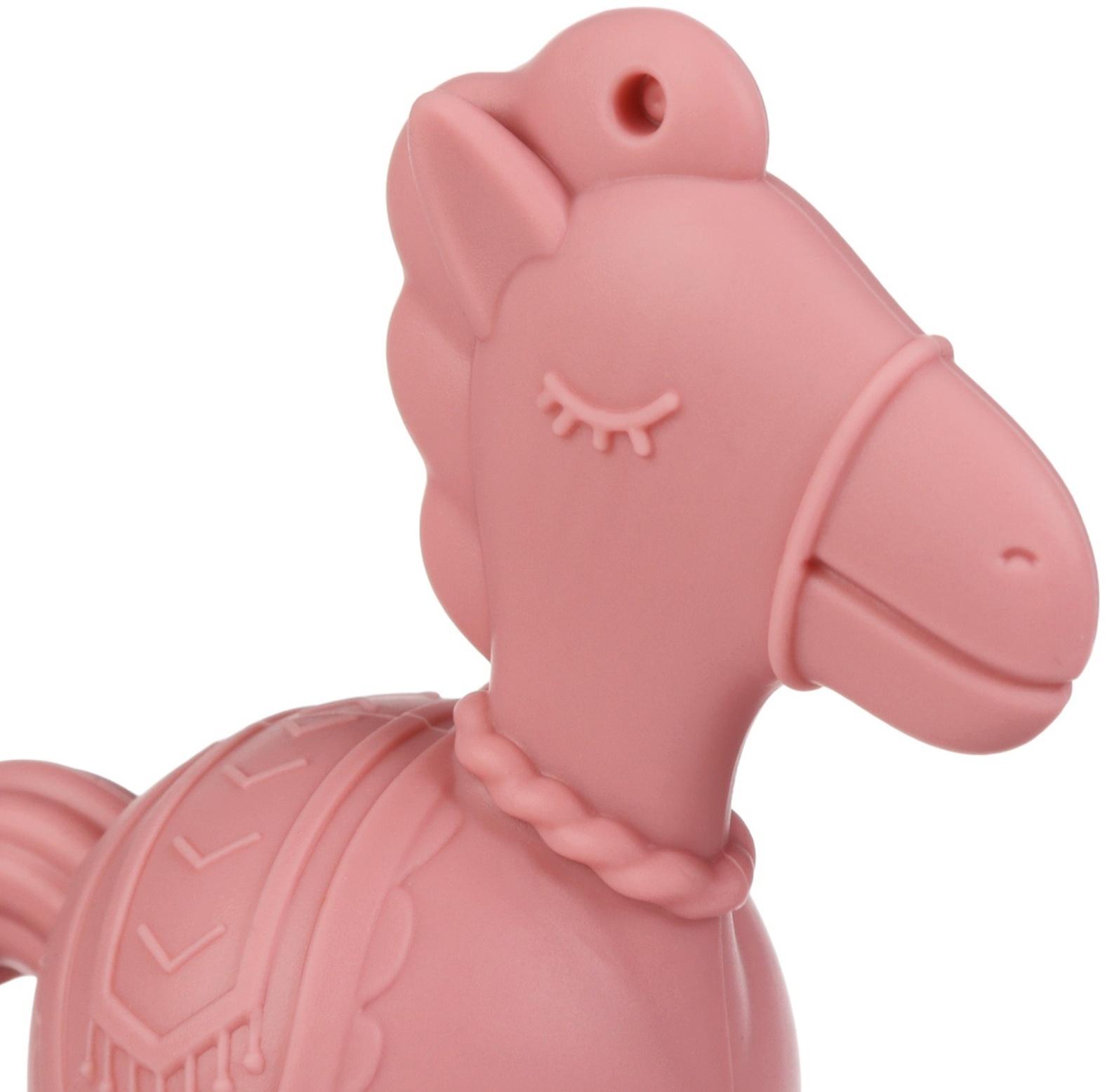 Игрушка - прорезыватель силиконовый с погремушкой Крошка Я «Лошадка», розовый