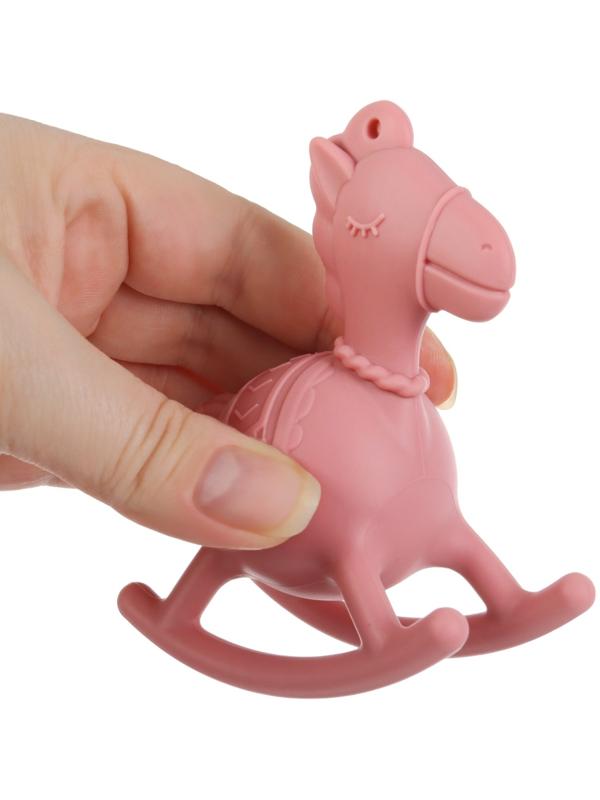 Игрушка - прорезыватель силиконовый с погремушкой Крошка Я «Лошадка», розовый
