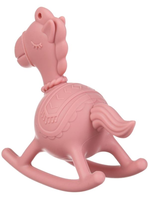 Игрушка - прорезыватель силиконовый с погремушкой Крошка Я «Лошадка», розовый