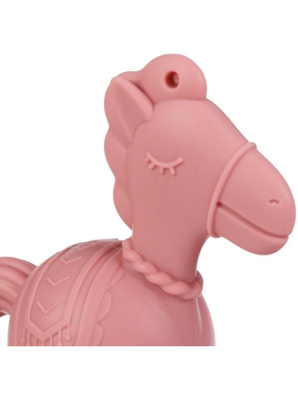 Игрушка - прорезыватель силиконовый с погремушкой Крошка Я «Лошадка», розовый