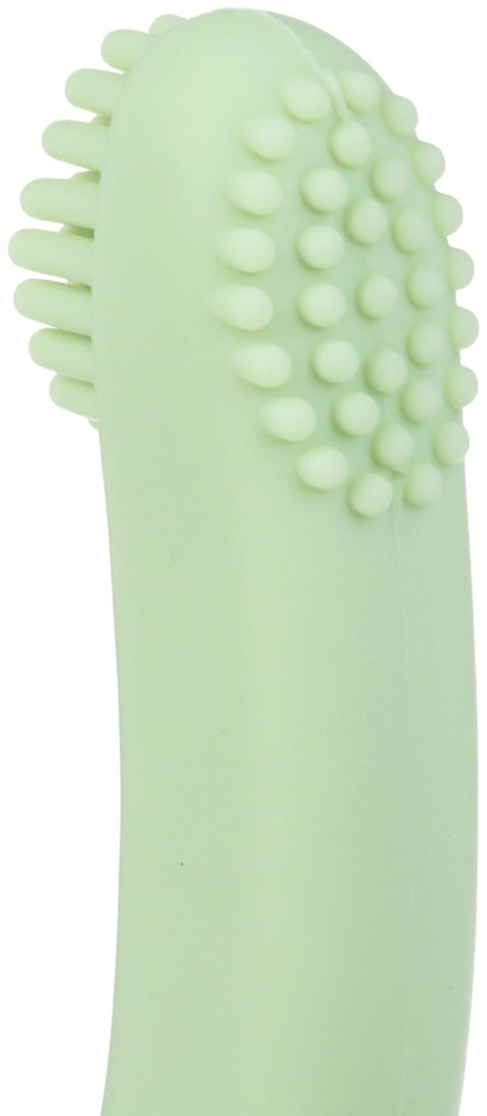 Прорезыватель силиконовый для зубов с щеточкой Крошка Я «Лебедь», на присоске, зелёный