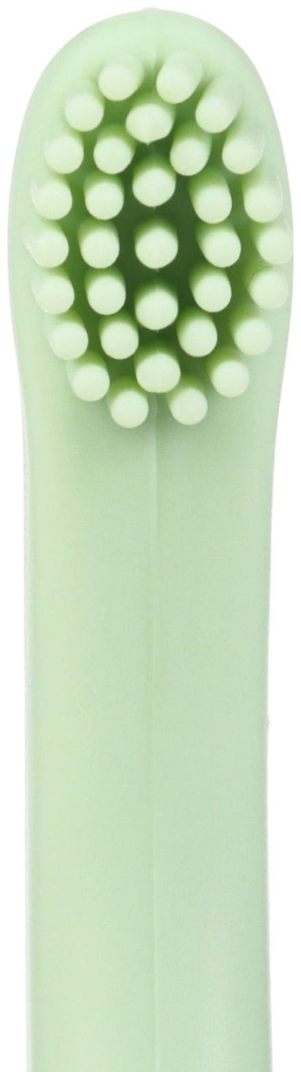 Прорезыватель силиконовый для зубов с щеточкой Крошка Я «Лебедь», на присоске, зелёный