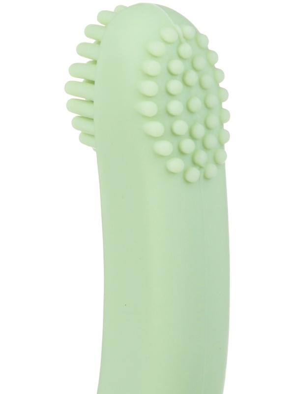 Прорезыватель силиконовый для зубов с щеточкой Крошка Я «Лебедь», на присоске, зелёный