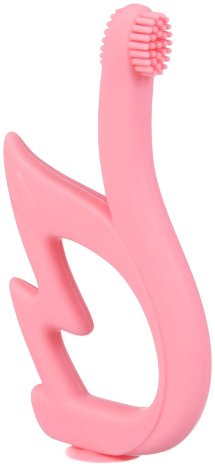Прорезыватель - щеточка силиконовый Крошка Я «Лебедь», на присоске, розовый