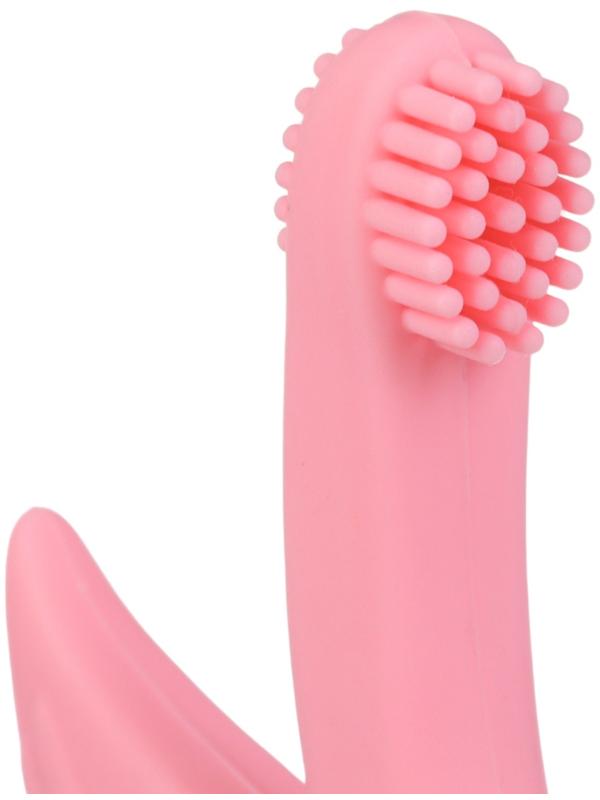 Прорезыватель - щеточка силиконовый Крошка Я «Лебедь», на присоске, розовый