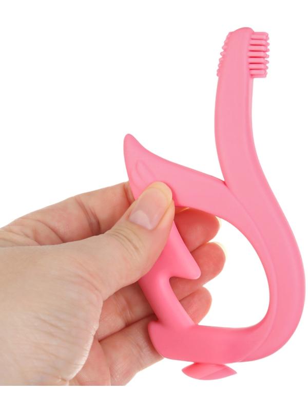 Прорезыватель - щеточка силиконовый Крошка Я «Лебедь», на присоске, розовый