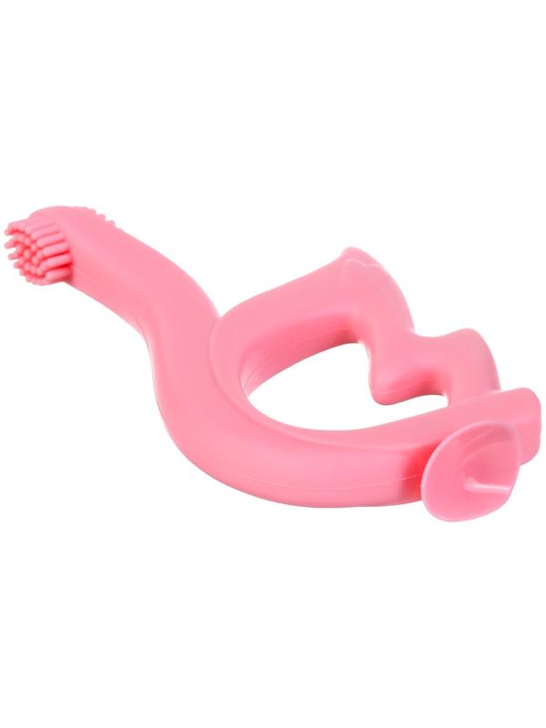 Прорезыватель - щеточка силиконовый Крошка Я «Лебедь», на присоске, розовый