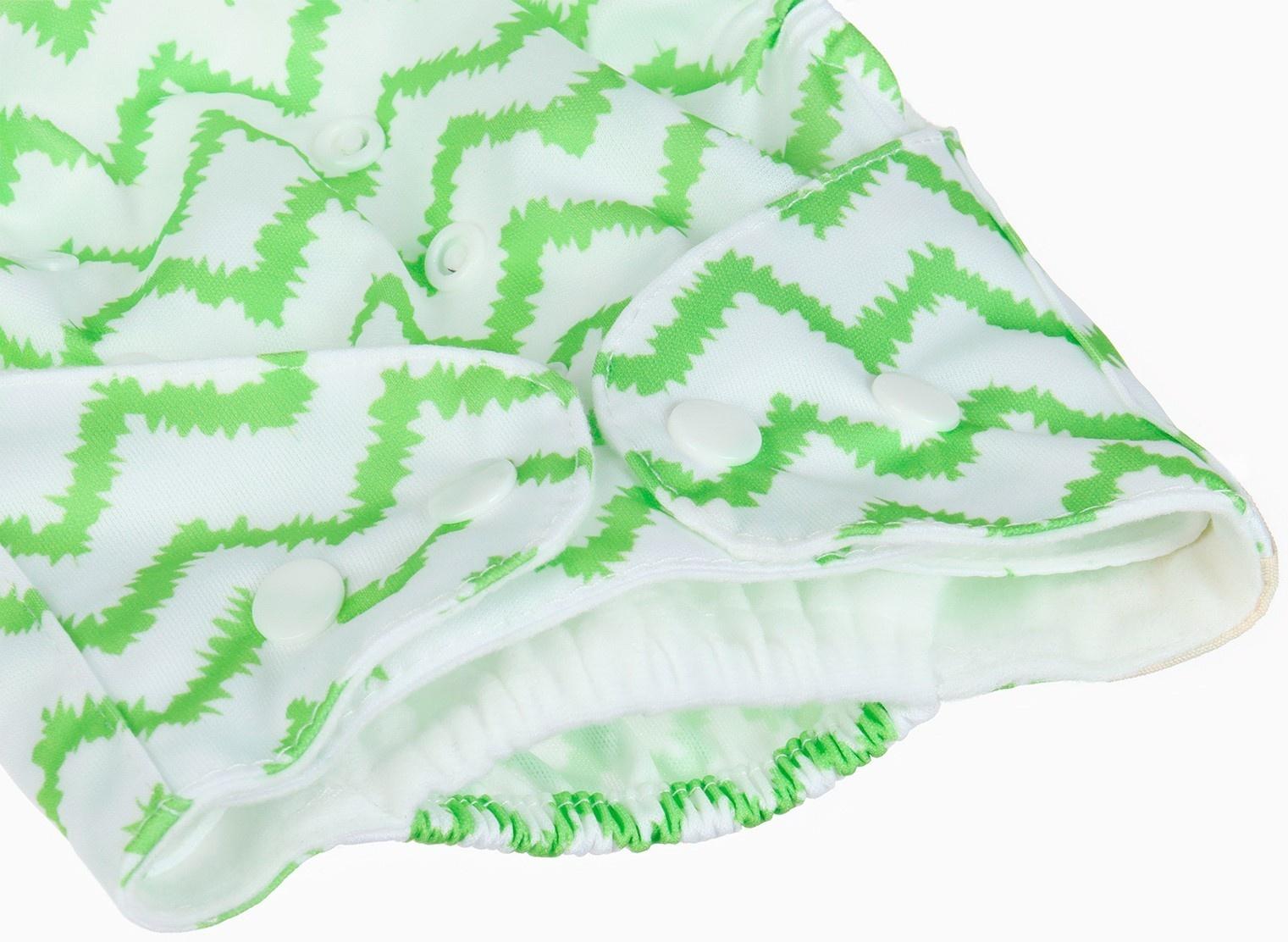Многоразовый подгузник Крошка Я «Зигзаги», 3-15 кг, зеленый