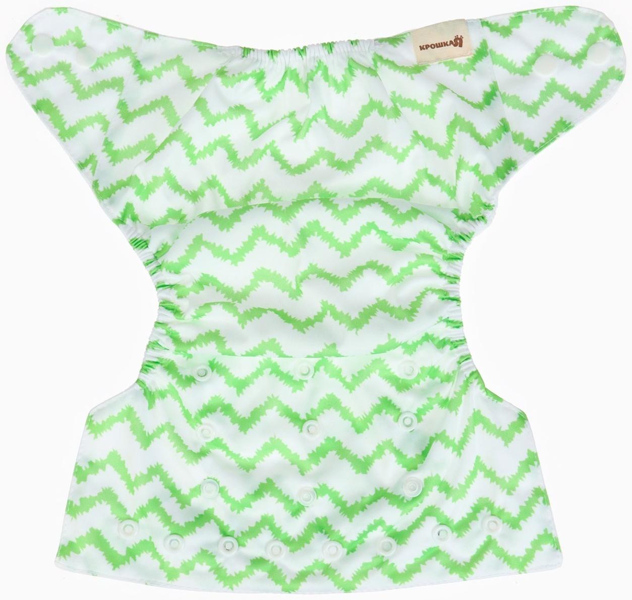 Многоразовый подгузник Крошка Я «Зигзаги», 3-15 кг, зеленый