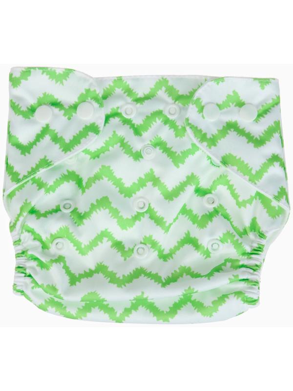 Многоразовый подгузник Крошка Я «Зигзаги», 3-15 кг, зеленый