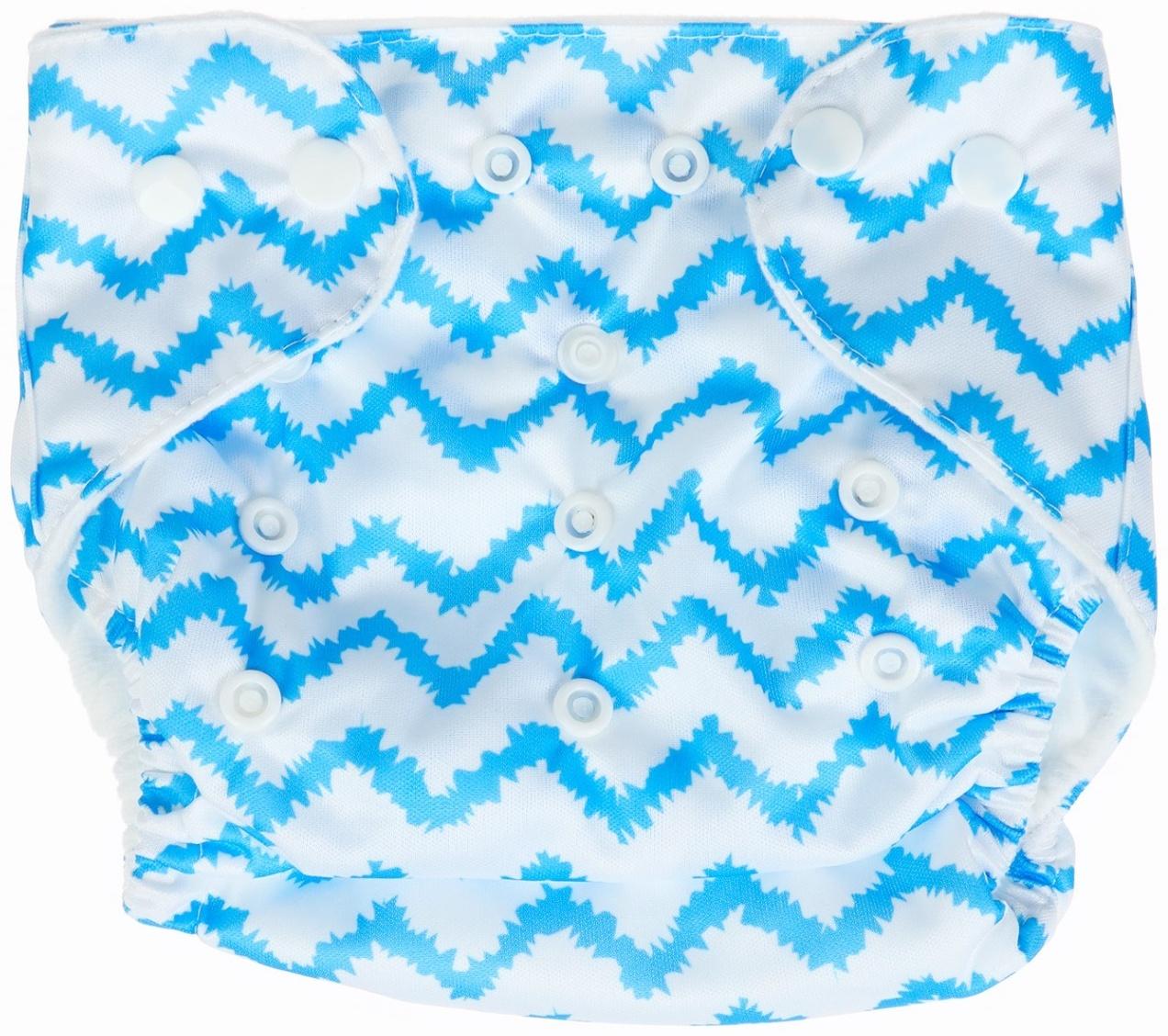 Многоразовый подгузник Крошка Я «Зигзаги», 3-15 кг, голубой