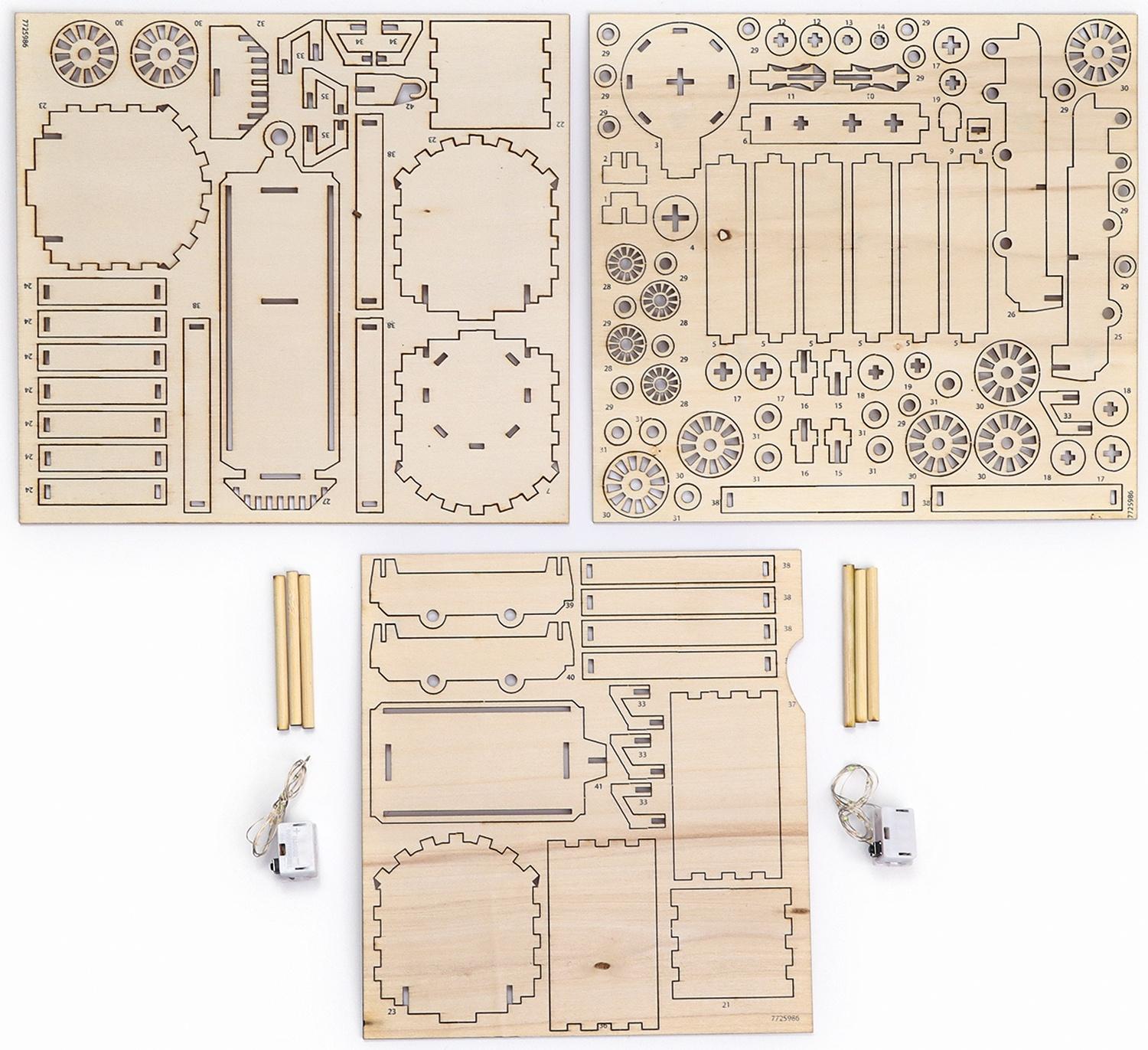 Деревянный конструктор «Новогодний экспресс ГП», 7.5×30×10 см, 108 деталей, с батарейками, 6+