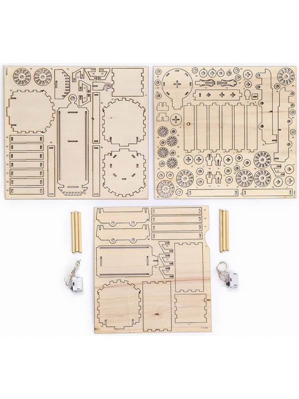 Деревянный конструктор «Новогодний экспресс ГП», 7.5×30×10 см, 108 деталей, с батарейками, 6+