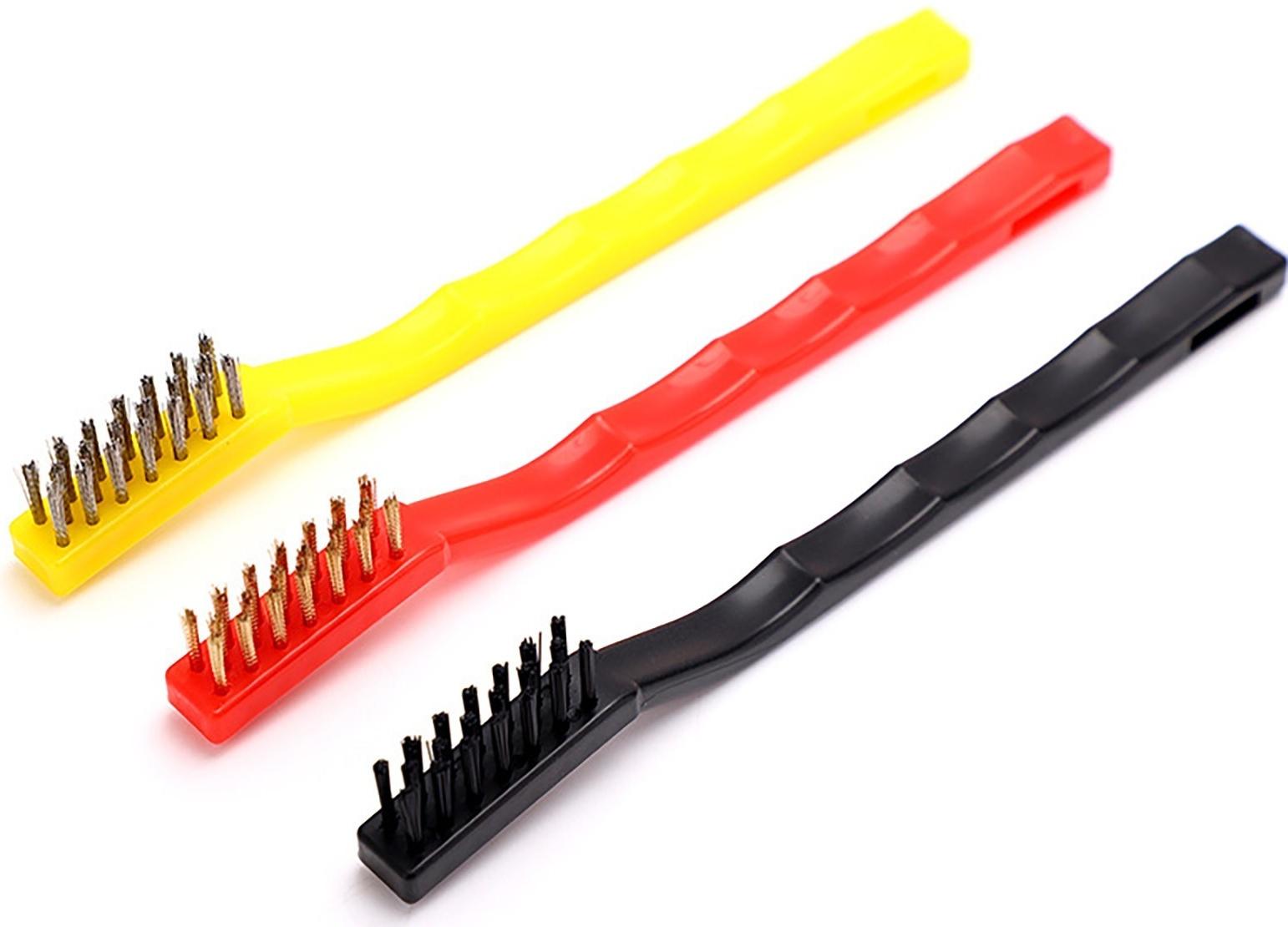 Набор щеток для чистки оружия, 3 шт: нержавеющая сталь, латунь, нейлон