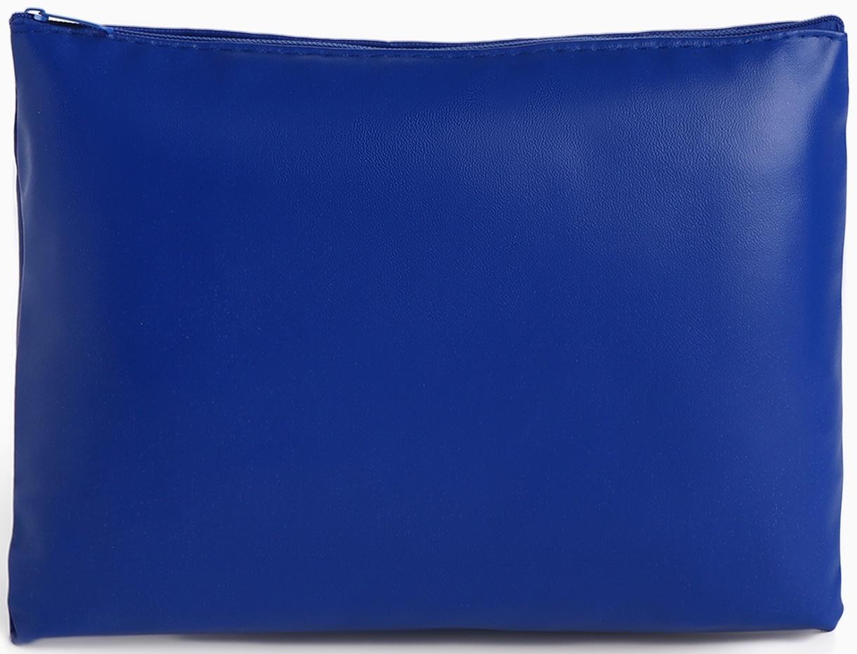 Косметичка на молнии плоская, однотонная, синяя