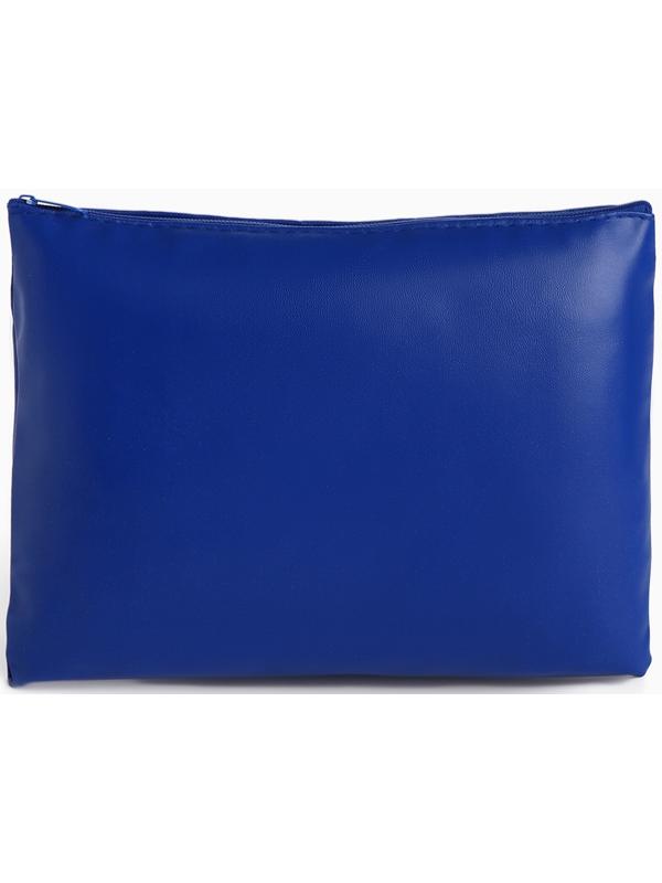 Косметичка на молнии плоская, однотонная, синяя