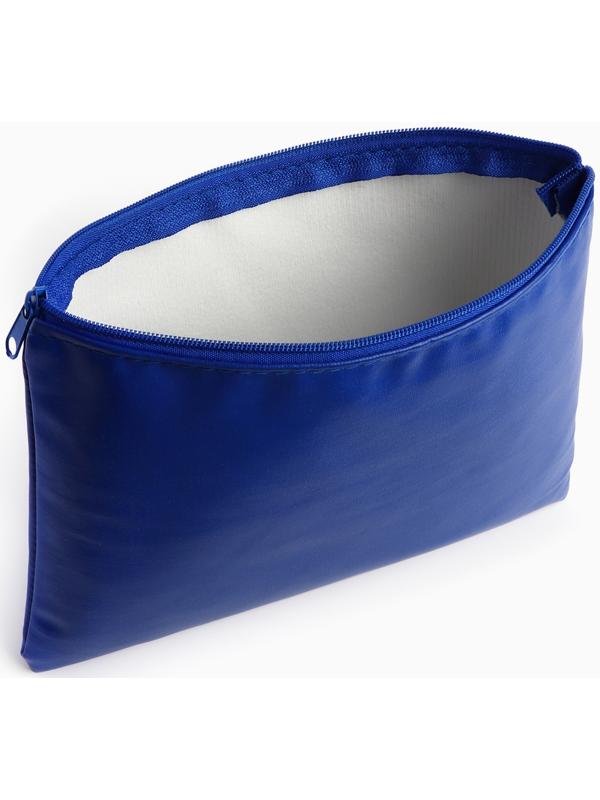 Косметичка на молнии плоская, однотонная, синяя