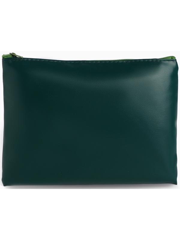Косметичка на молнии плоская, однотонная, зелёная