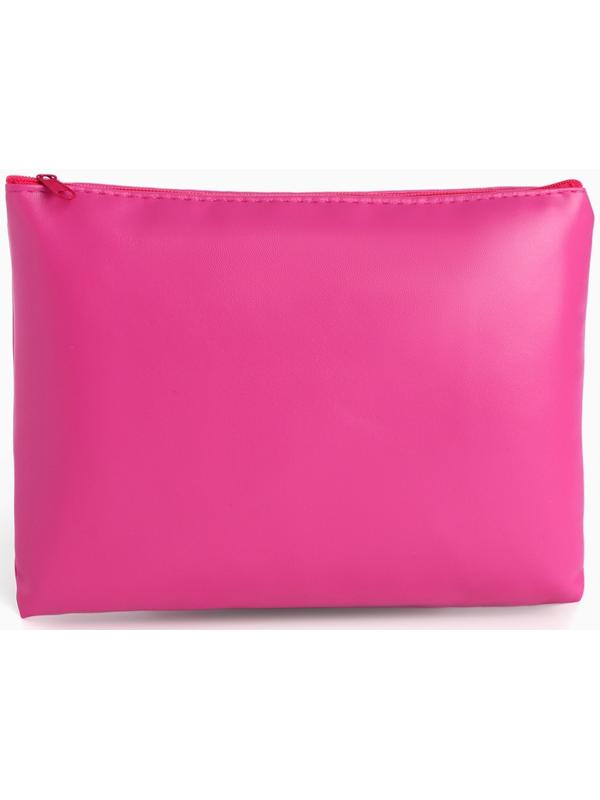 Косметичка на молнии плоская, однотонная, малиновая