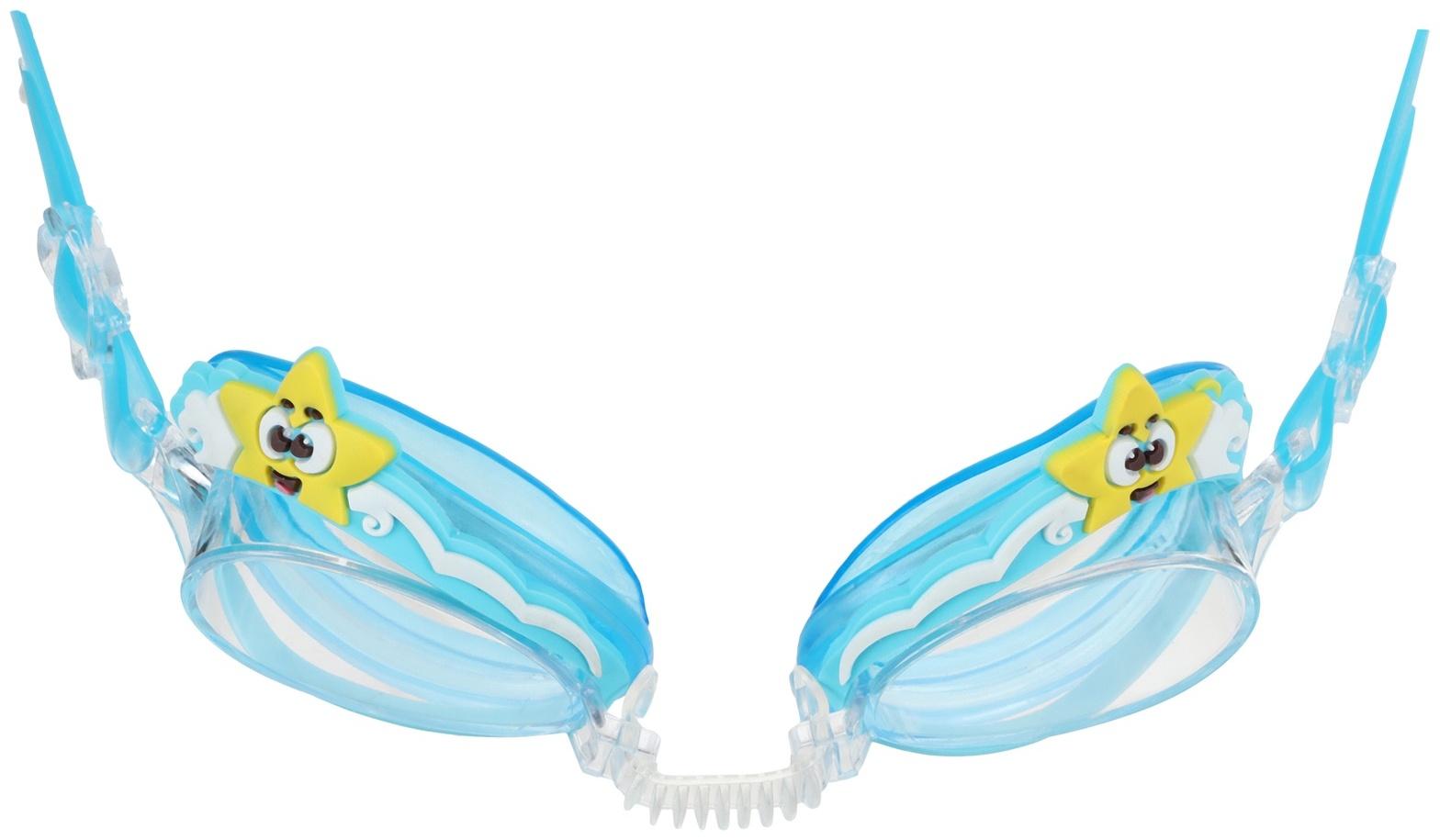 Очки для плавания детские «На волне: Морской мир», беруши, цвет голубой