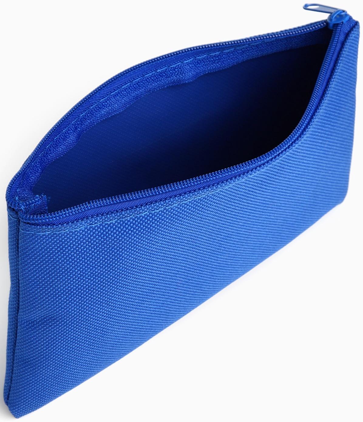 Косметичка-пенал на молнии, плоская, маленькая, синяя