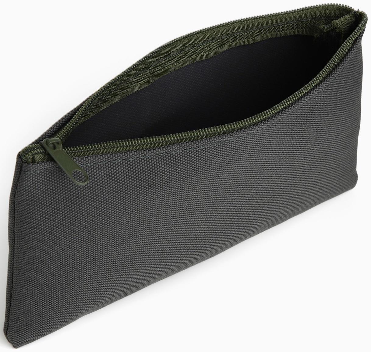 Косметичка-пенал на молнии, плоская, маленькая, хаки