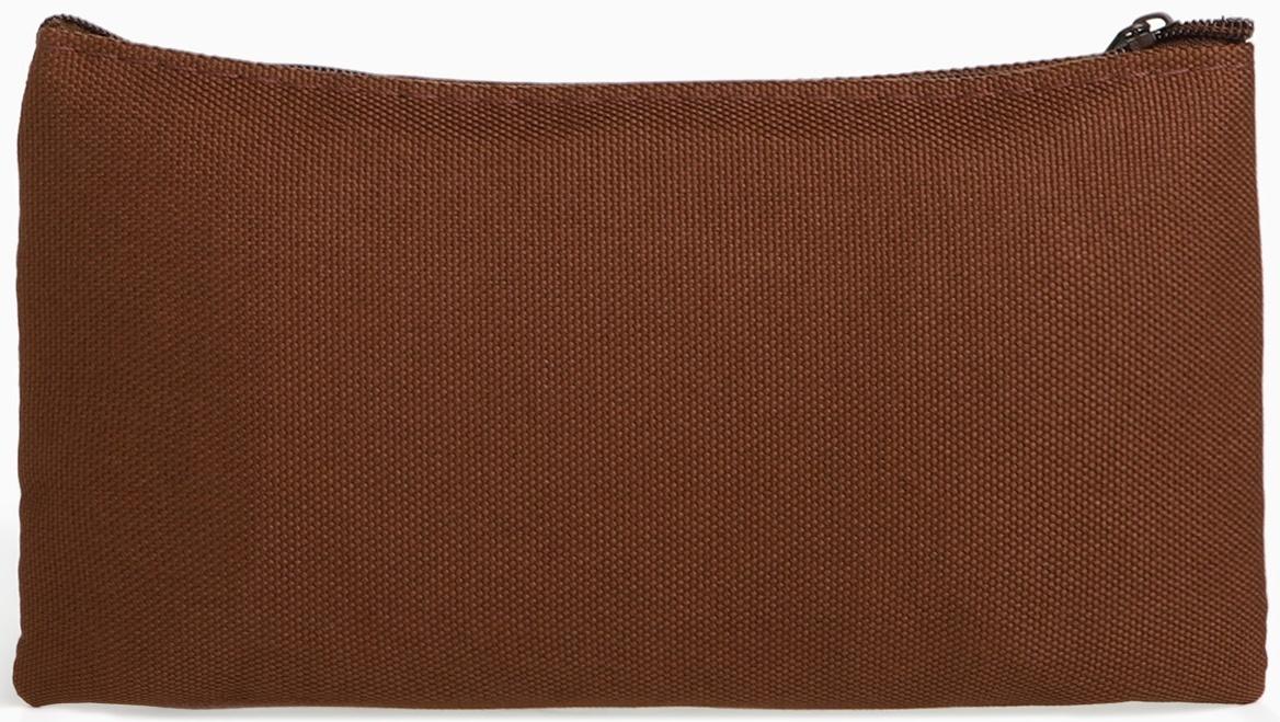Косметичка-пенал на молнии, плоская, маленькая, коричневая