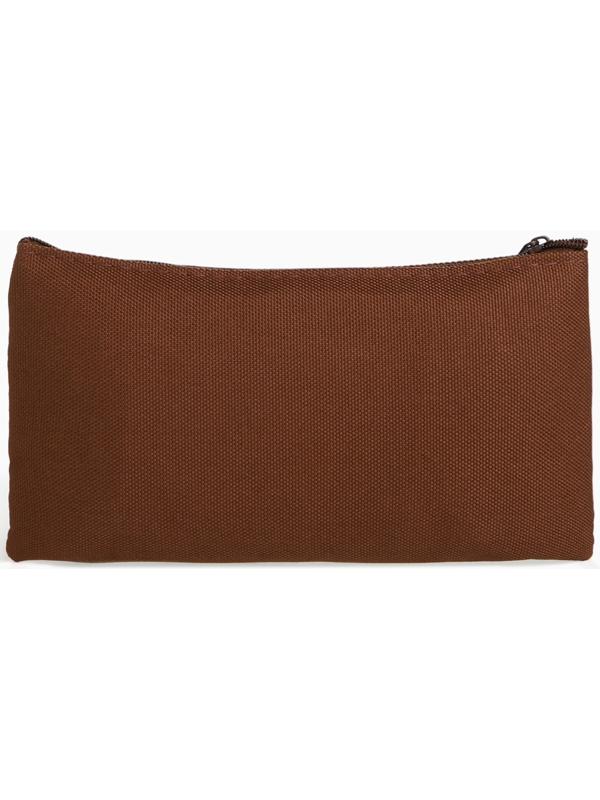 Косметичка-пенал на молнии, плоская, маленькая, коричневая